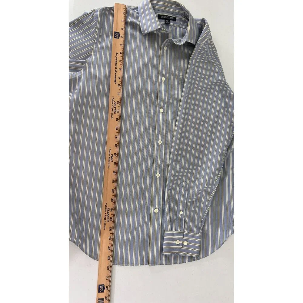 Banana Republic Non-Iron Classic Fit Button Up Shirt Blue Yellow Stripe Men's M